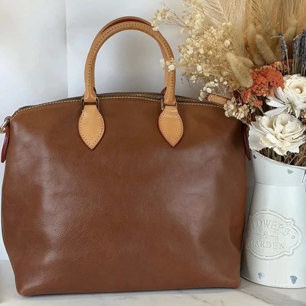 Dooney & Bourke Vintage Dillen Brown Tan Hand Crossbody Satchel‎ Bag